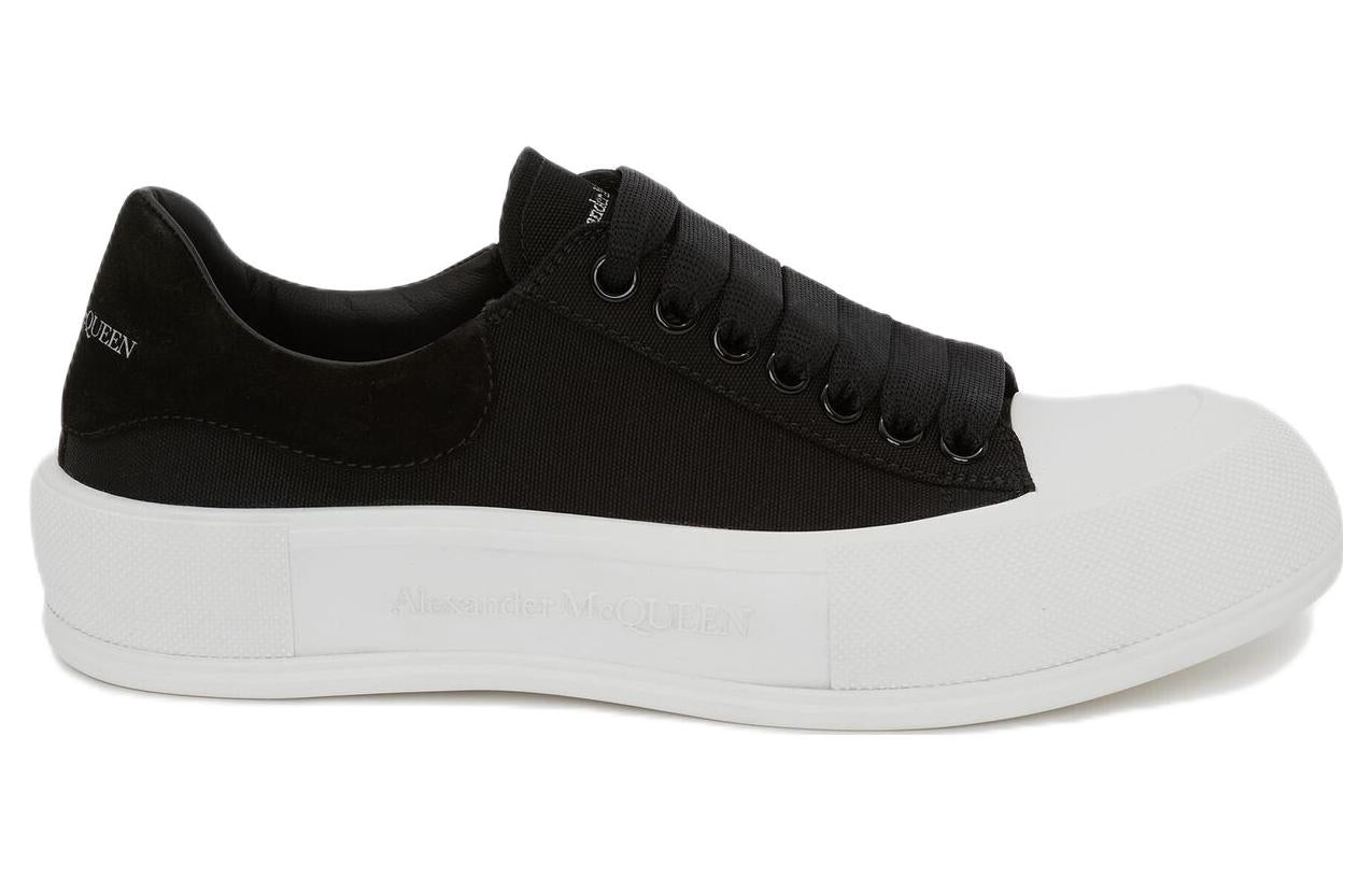 Alexander McQueen Deck Plimsoll Lace-Up Trainers 'Black White' 707680W4MV71070