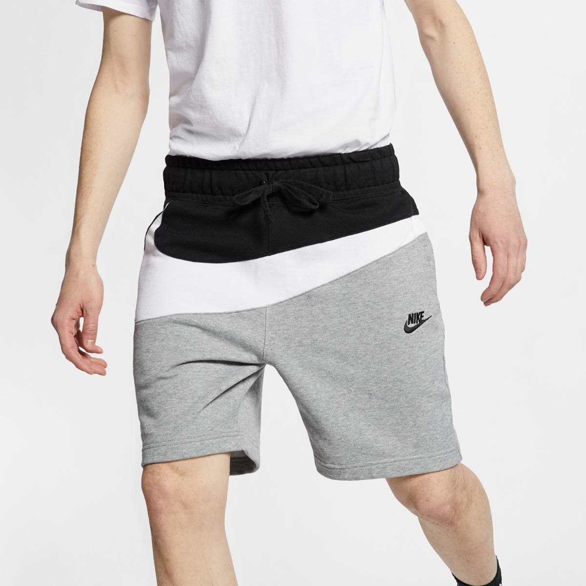 NikeSak As M Nsw Hbr Colorblock Large Logo Splicing Elastic Waistband Sports Shorts Gray AR3162-091