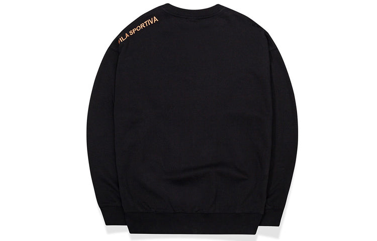 FILA FUSION Alphabet Logo Printing Sports Round Neck Pullover Couple Style Black T11U038205F-BK