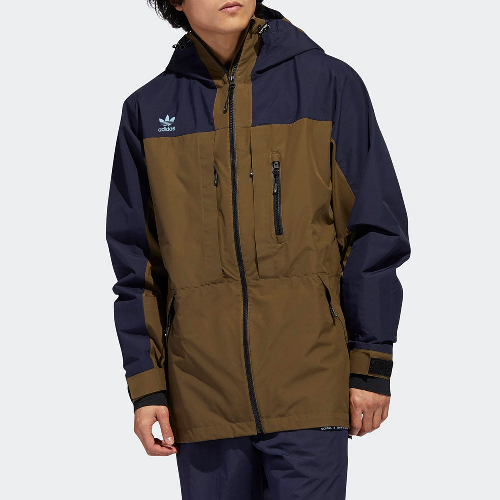 adidas originals Gore Tex Colorblock Outdoor Windproof Hooded Jacket Brown FJ7584