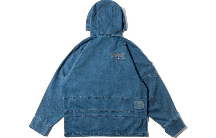Li-Ning BadFive Logo Half Zip Denim Hooded Jacket 'Indigo' AFDR909-1
