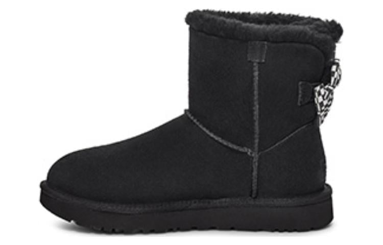 (WMNS) UGG Checkered Bow Short Snow Boots 'Black' 1138132-BLK