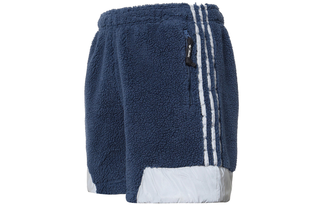 adidas originals x Blondey Crossover SS22 Stripe lamb wool Sports Splicing Shorts Blue GS9266