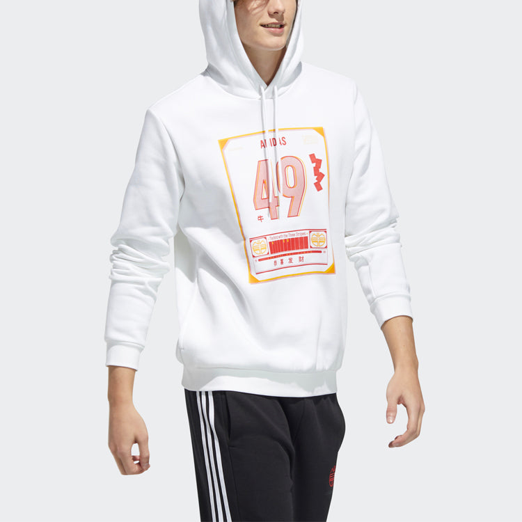 adidas neo M Ssfv1 1 Casual Sports hooded Printing Pullover White H52976