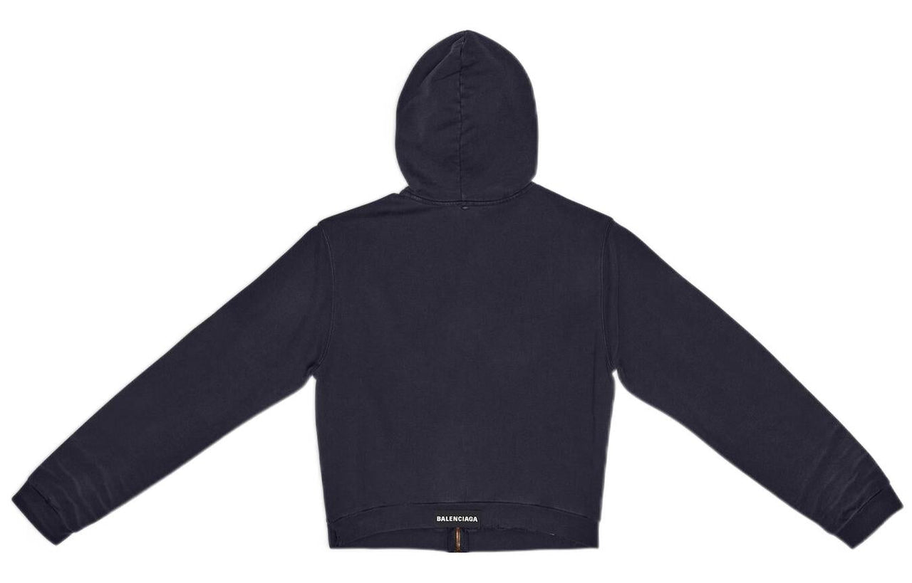 Balenciaga Tab Worn-Out Zip-Up Hoodie 'Black' 697949TMVC21151