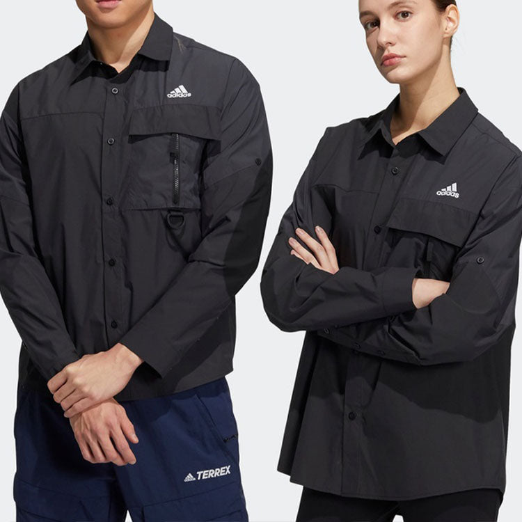 adidas Casual Sports Solid Color Breathable Long Sleeves Shirt Black H13776