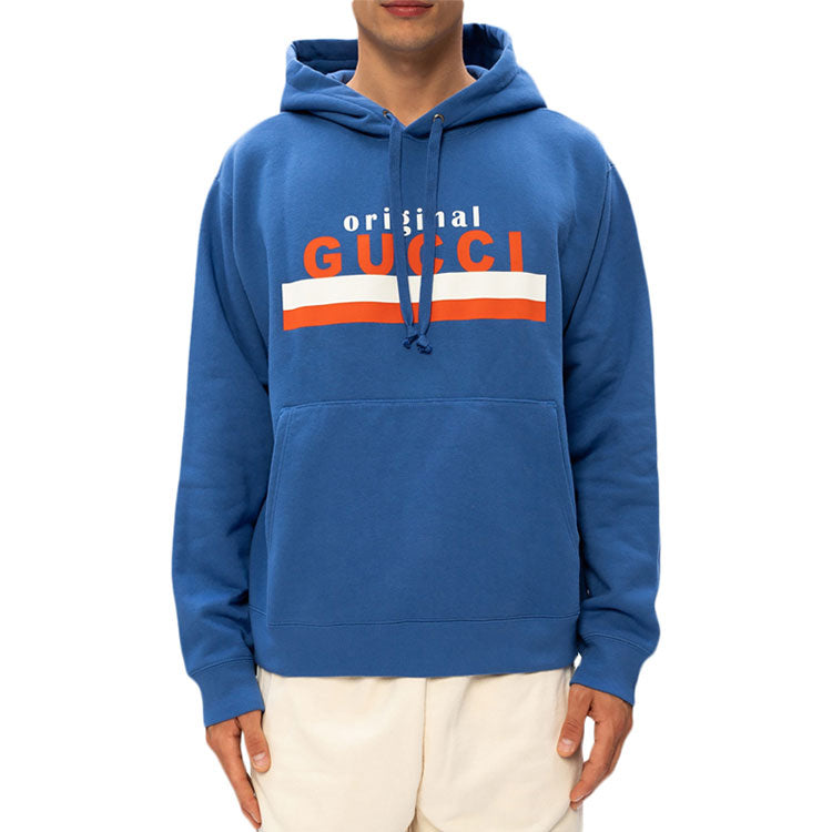 Gucci Original Printing Logo hooded Long Sleeves Blue 626989-XJCOR-4370