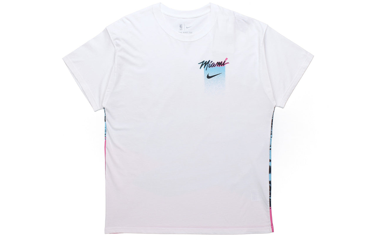 Nike NBA Courtside City Edition Miami Heat Back Printing Sports Short Sleeve White CT9388-100