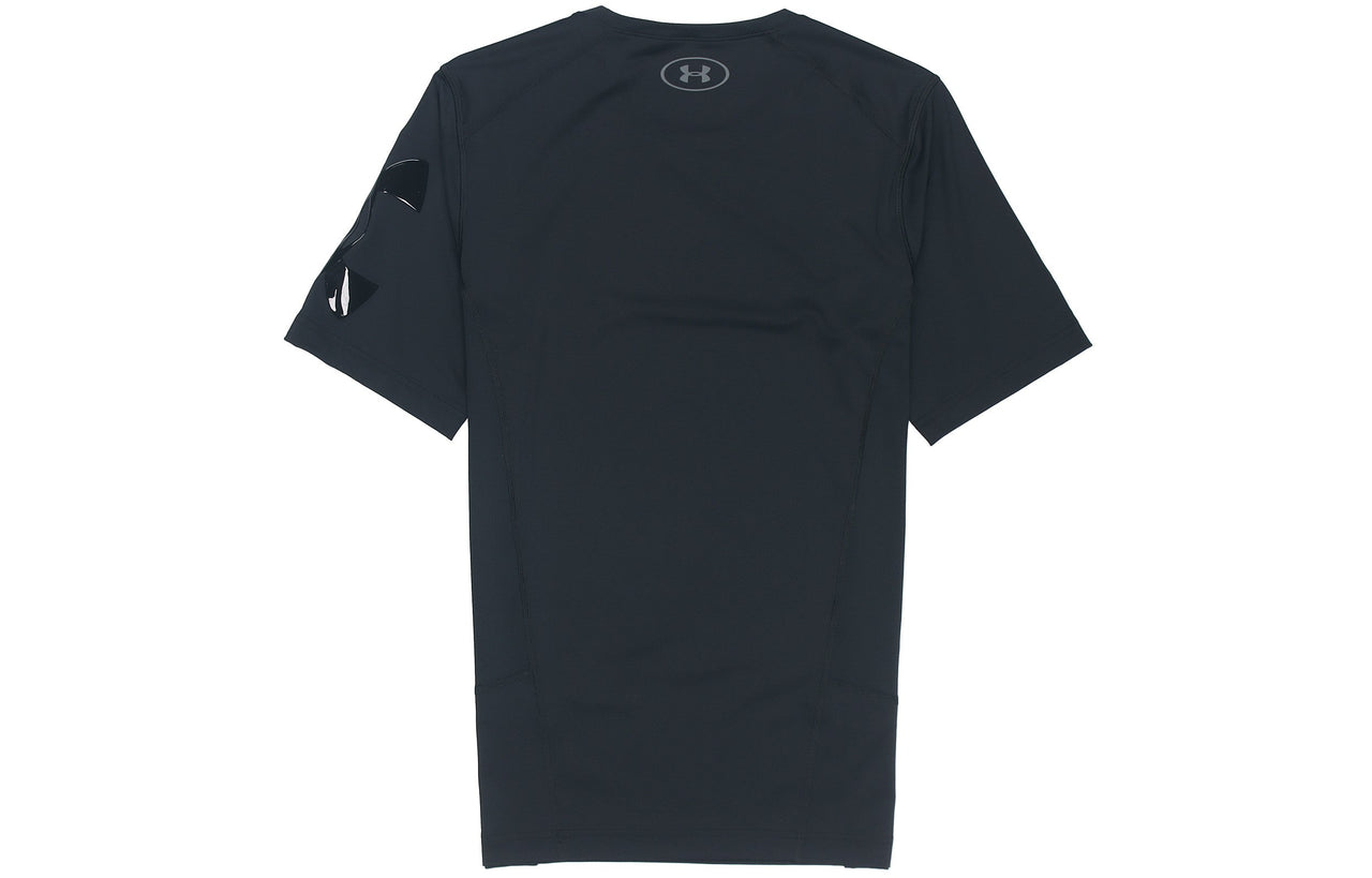 Men's Under Armour Casual Breathable Round Neck Tight Sports Short Sleeve Black 1351815-001
