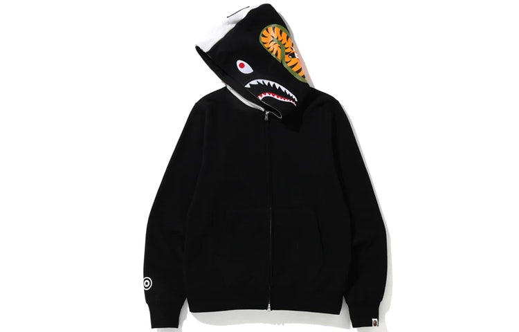 A Bathing Ape Shark Full Zip Hoodie 'Black White' 1F70-115-008