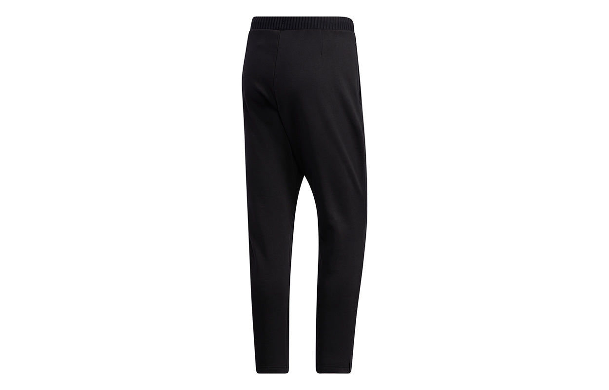 adidas Solid Color Casual Running Sports Fleece Lined Long Pants Black GM4461