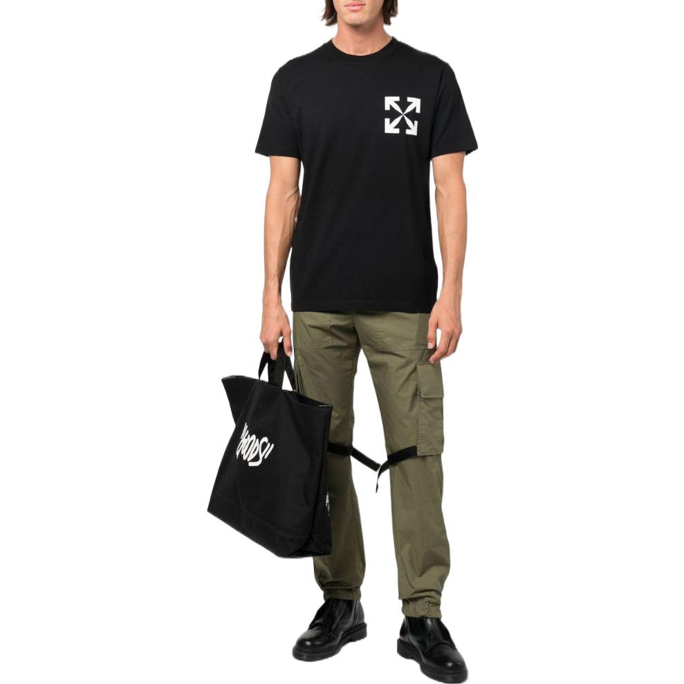 Men's Off-White SS22 Solid Color Arrow Logo Round Neck Short Sleeve Version White T-Shirt OMAA027C99JER01210011001