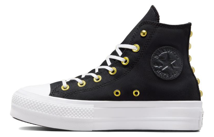 (WMNS) Converse Chuck Taylor All Star Lift Platform Star Studded 'Black White Gold' A05453C