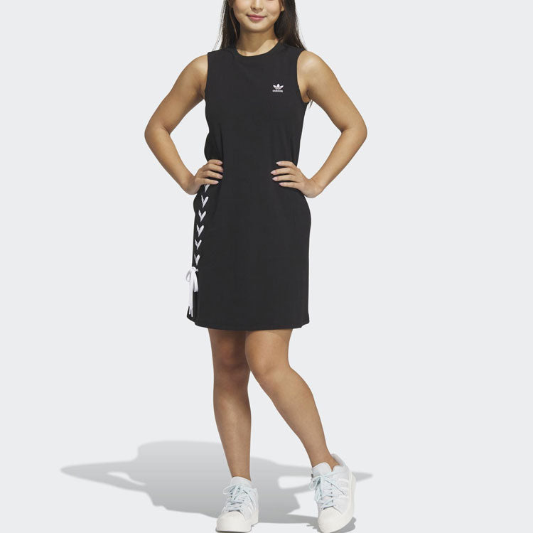 (WMNS) adidas originals Logo dress without sleeve 'Black' IP2193