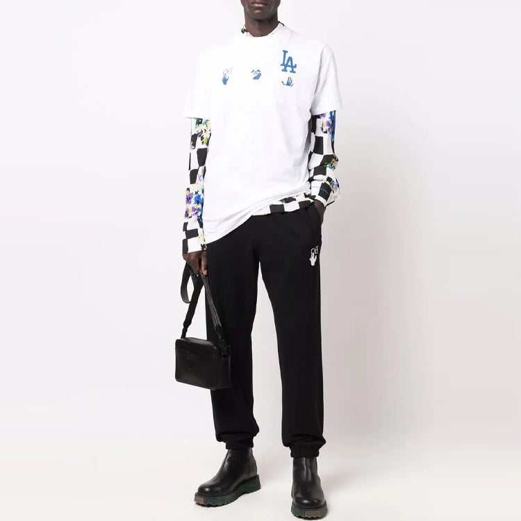 Off-White x New Era x MLB Crossover SS22 LA Dodgers Logo Printing Short Sleeve Ordinary Version White OMAA027G21JER0096145