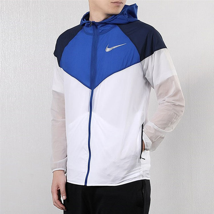 Nike Running Colorblock Sports Hooded Jacket White,blue AR0258-100