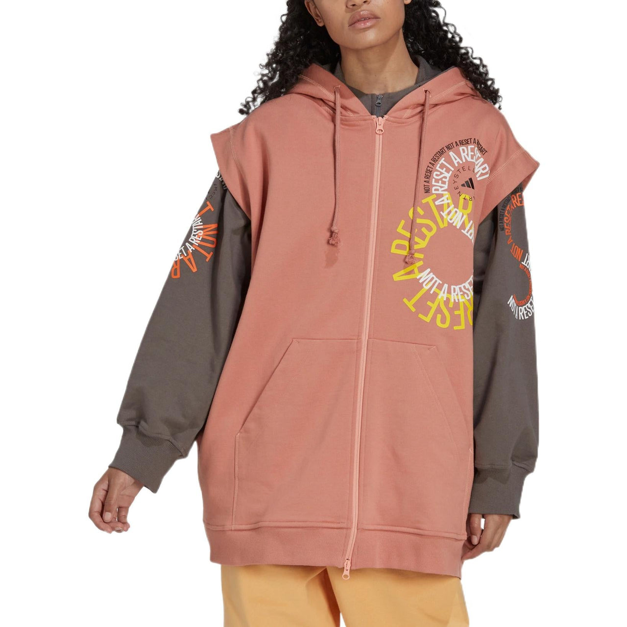 adidas Logo Alphabet Printing Pattern Zipper Hooded Short Sleeve Pink Red IB5903