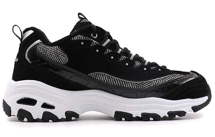 (WMNS) Skechers D Lites Low-Top Running Shoes Black/White 66666036-BKW