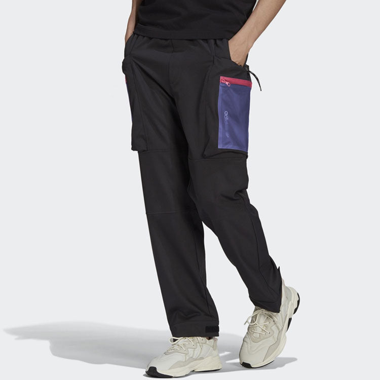 adidas originals G Outd Cargo P Contrasting Colors Pocket Loose Cargo Sweatpants Black H09349