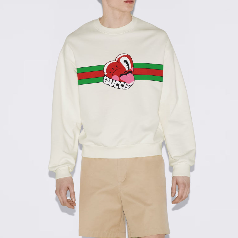 Gucci Cotton Jersey Sweatshirt With Gucci Print 'Off White' 768530-XJGI6-9095