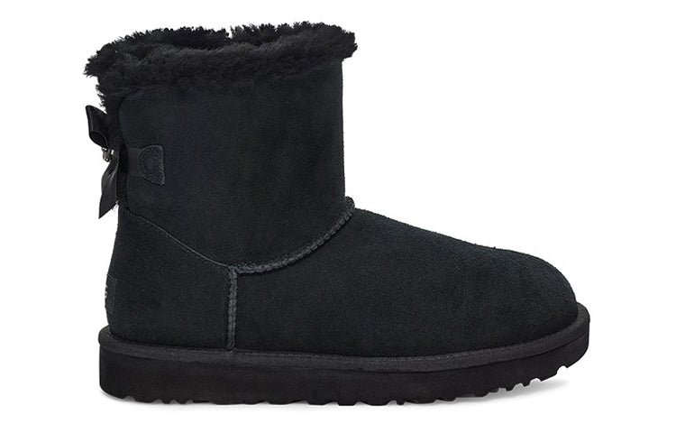 (WMNS) UGG Mini Bailey Brooch Fleece Lined Black 1119512-BLK