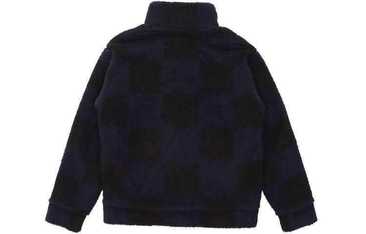 LOUIS VUITTON x NIGO2 Crossover LV2 SS22 Grid Lamb's Wool Zipper Stand Collar Jacket Autumn Blue 1A9GKS