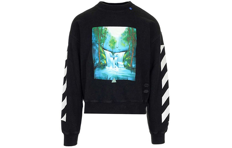 Men's Off-White Pullover Loose Printing Black OMBA035E19E300151088