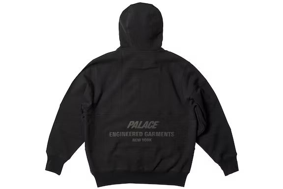 Palace X Engineered Garments FW22 Heavy Patchwork Zip Hood Jacket 'Black' P23CS191