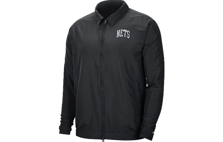 Nike NBA Brooklyn Nets lapel Zipper Woven Jacket Black CN0748-010