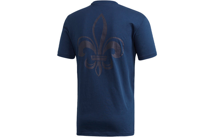 adidas Fra Ci Tee Soccer/Football Sports Embroidered Logo Printing Knit Short Sleeve Navy Blue FK3574