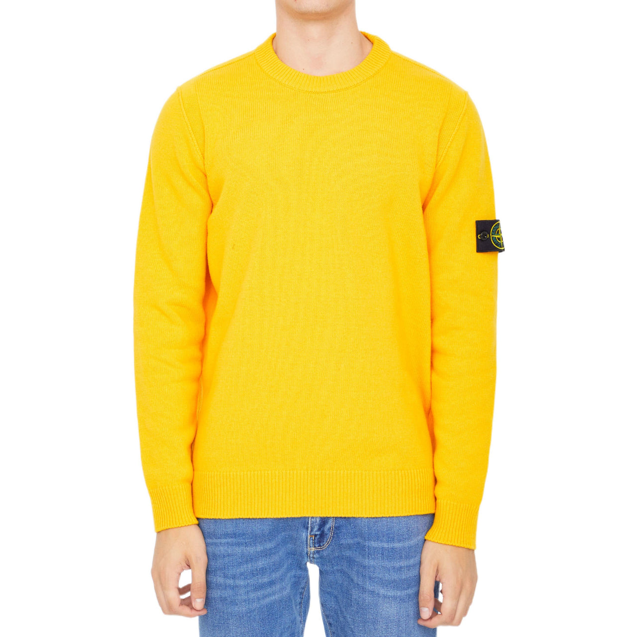 STONE ISLAND Logo Patch Crewneck Jumper 'Yellow' 7715508A3-V0030
