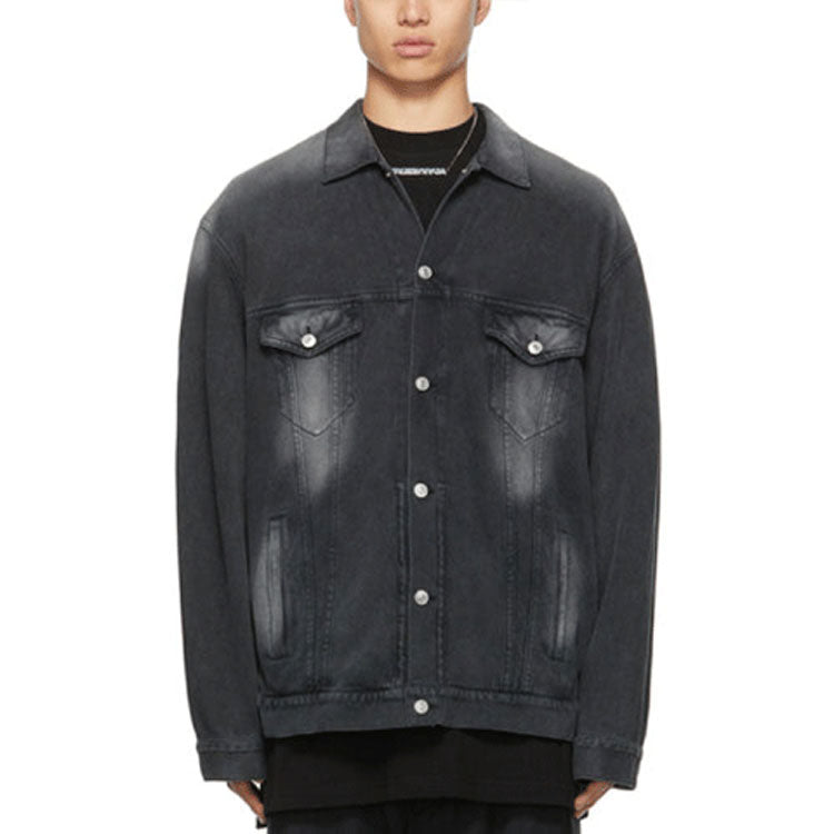 Balenciaga Washed Denim Jacket Large Fit 'Black' 662772TKVG51000