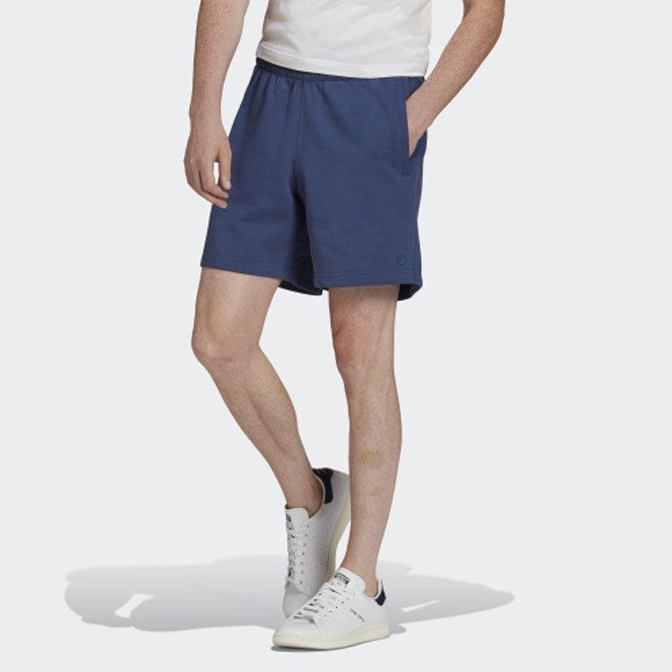 Men's adidas Solid Color Lacing Elastic Waistband Athleisure Casual Sports Shorts Indigo HF6360