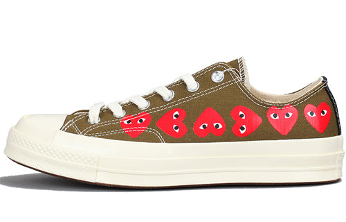 Converse x COMME des GARCONS PLAY Chuck 70 Low Multi Heart 'Khaki' 162976C