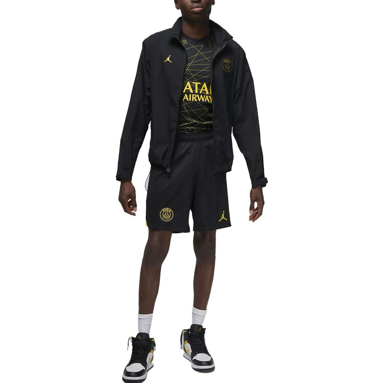 Air Jordan x Paris Saint-Germain 2022/23 Stadium Fourth Dri-FIT Football Shorts 'Black Yellow' DR3980-010