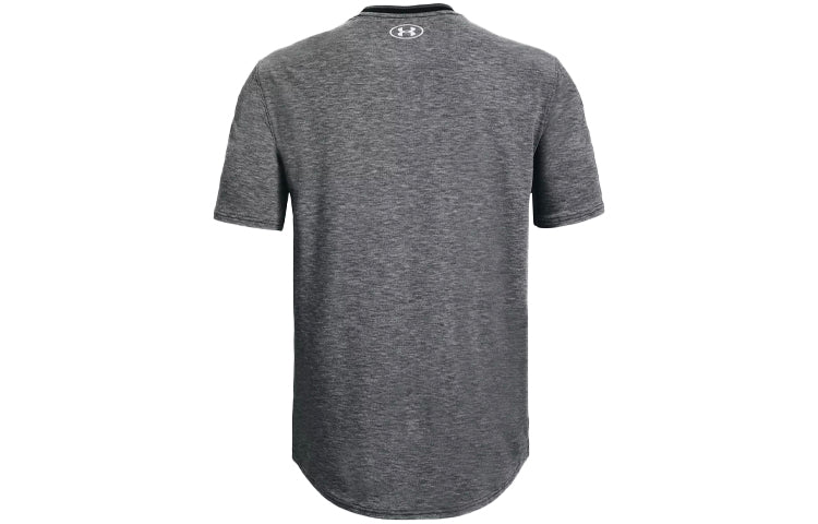 Men's Under Armour Recover Contrasting Colors Logo Sports Round Neck Short Sleeve Gray 1361756-002