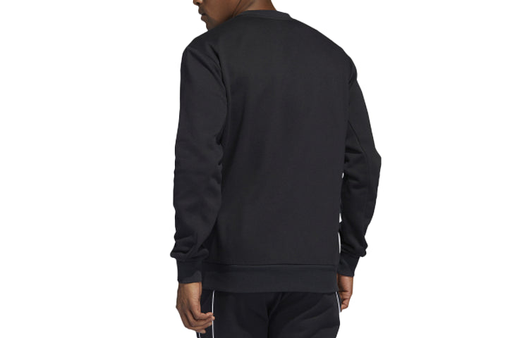 Men's adidas Mic Gfx Crew Limited Basketball Sports Printing Fleece Lined Round Neck Pullover Black HP1023