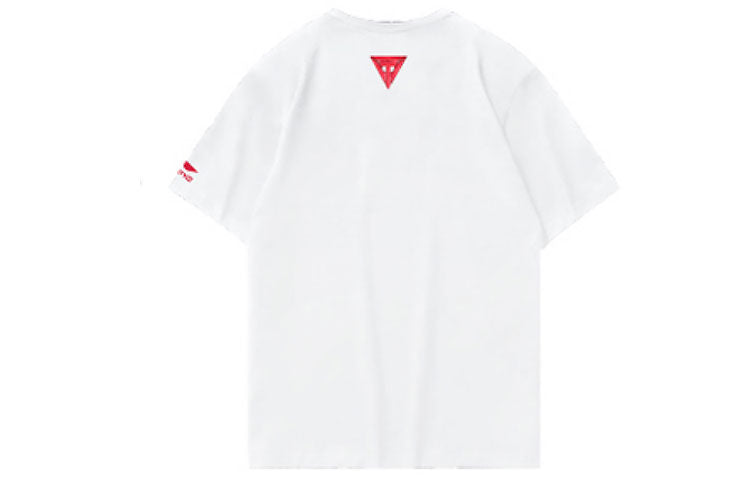 Li-Ning Printing Loose Sports Round Neck Short Sleeve Tee 'White Red' AHSS521-2