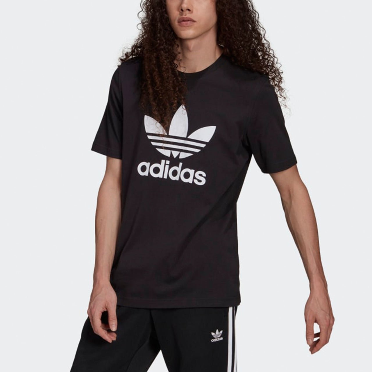 adidas originals Adicolor Classics Large Logo Printing Sports Round Neck Short Sleeve Black H06642