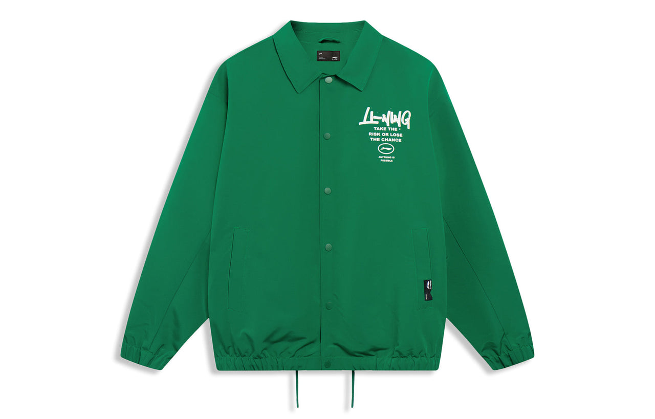 Li-Ning Logo Coach Jacket 'Green White' AJDT499-2