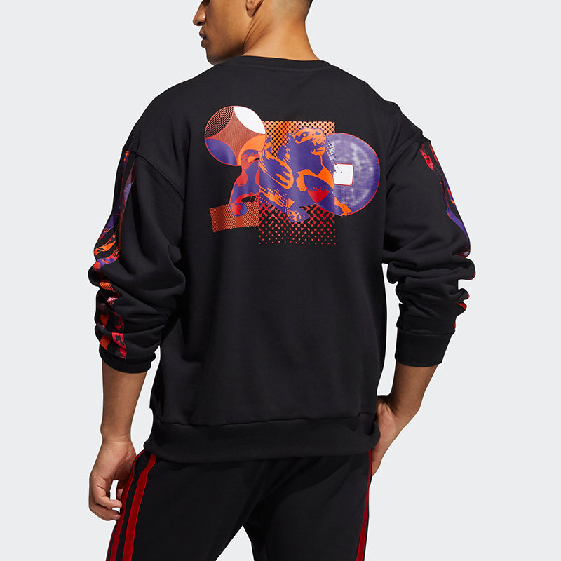 adidas Mic Gfx Crew Printing Basketball Round Neck Sports Black GU9538