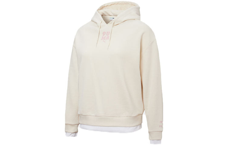 (WMNS) PUMA Layered Printing Fake Two Hoodie White 536091-99