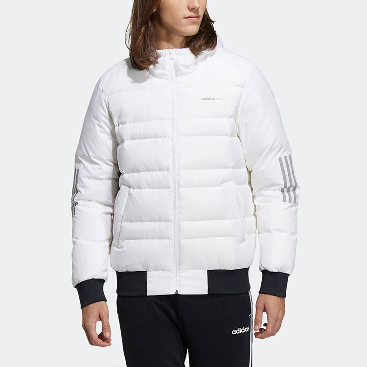 adidas neo M Dwn 3s Puf Jk Logo Printing Sports hooded down Jacket White H45269