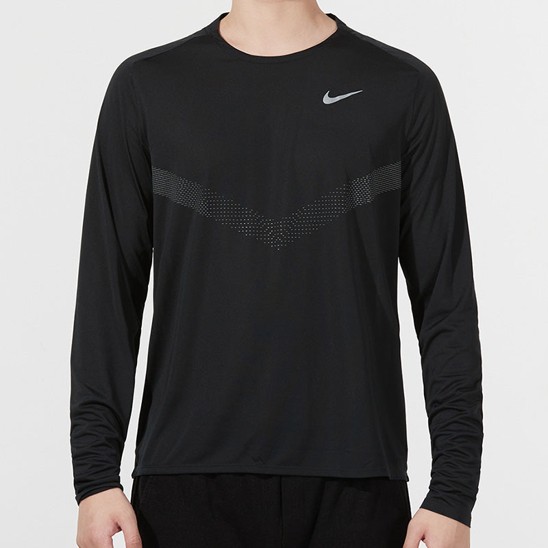 Men's Nike Sports Fitness Training Running Casual Long Sleeves Black T-Shirt DD6022-010