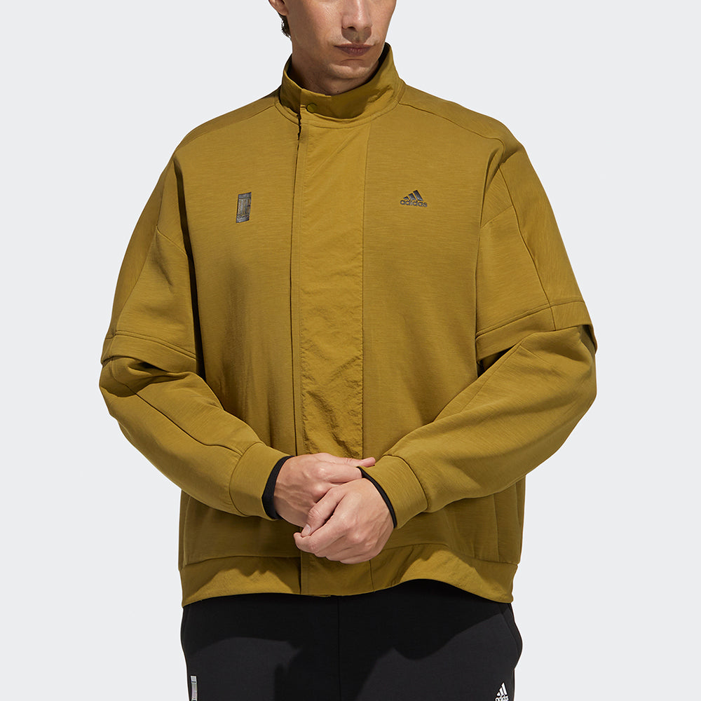 Men's adidas Wj Kn Mid Martial Arts Series Logo Sports Jacket Earthy Yellow H39319