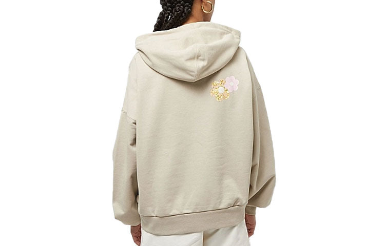 (WMNS) Converse Flora Logo Hoodie 'Beige' 10025521-A02