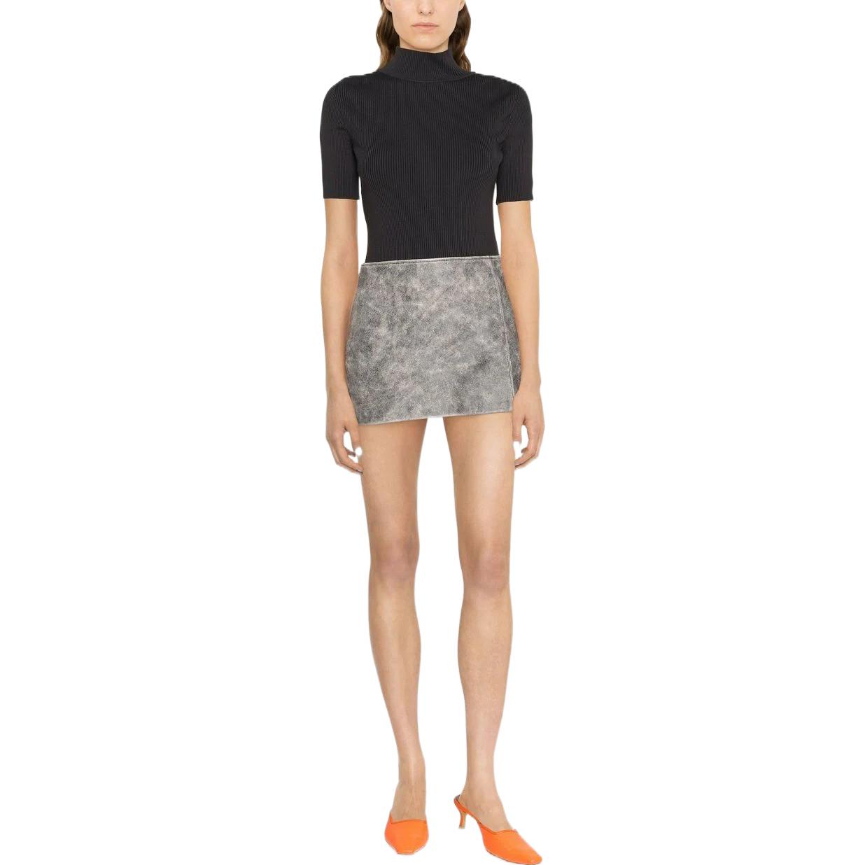 (WMNS) Off-White Logo-Trim Ribbed T-shirt 'Black' OWHF010C99KNI0011009