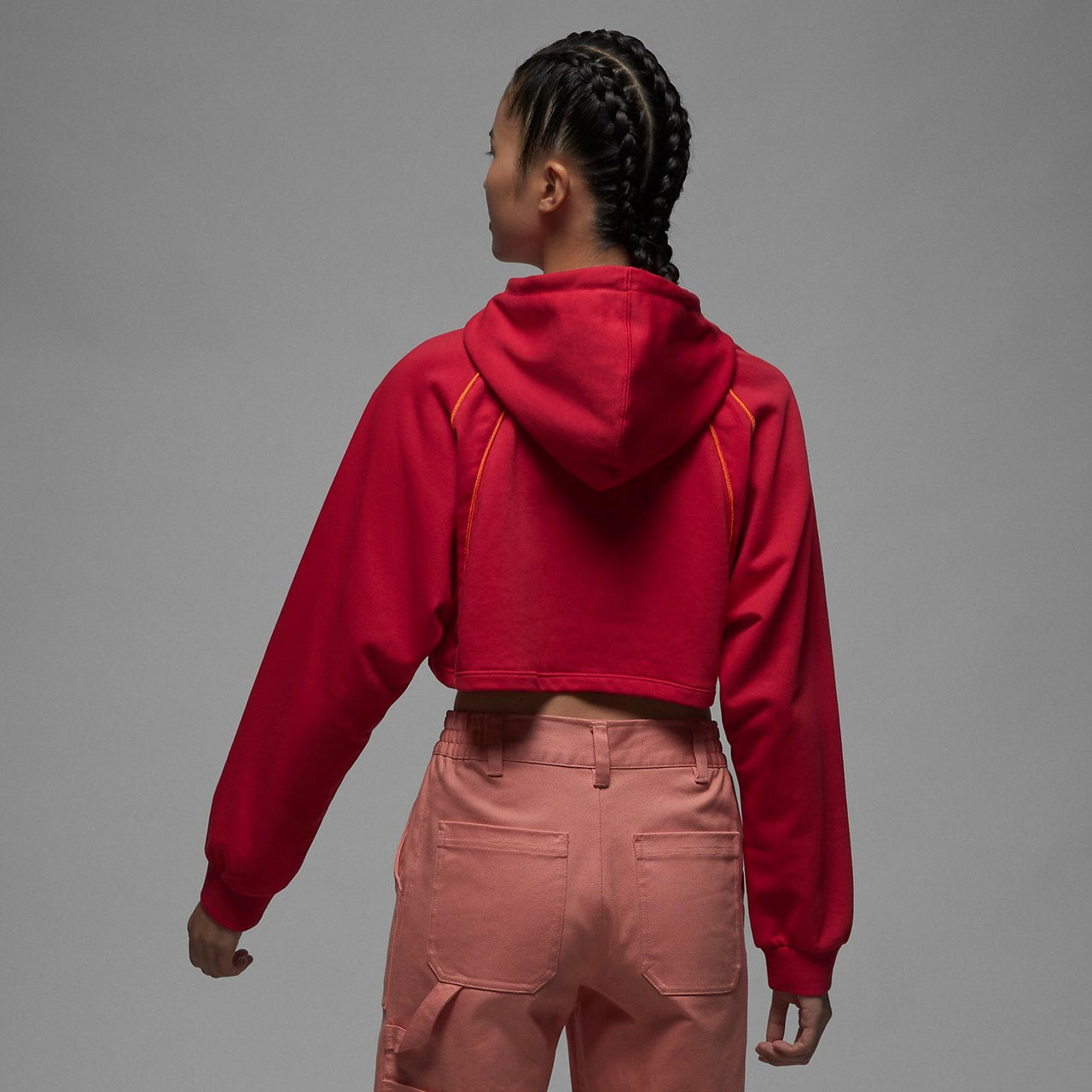 (WMNS) Air Jordan Crop Pullover Fleece Hoodie 'Red' DQ4391-612