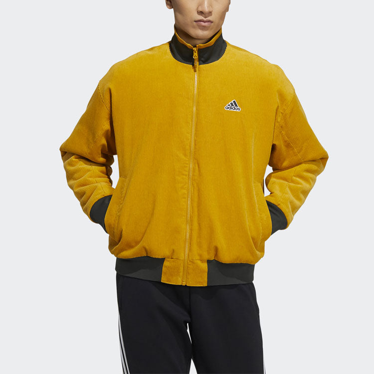 adidas M Corduroy Jkt Embroidered Logo Stay Warm Sports Jacket Yellow HD0361