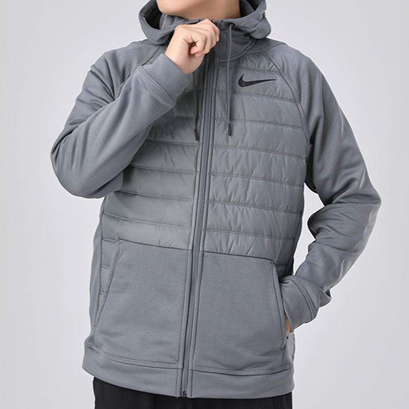Nike Therma Dri-FIT Cardigan Fleece Lined Stay Warm Sports Training Hooded Jacket Gray BV6299-084